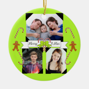 HAMbyWG Candy Cane & Gingerbread Man - Lime Green Ceramic Ornament