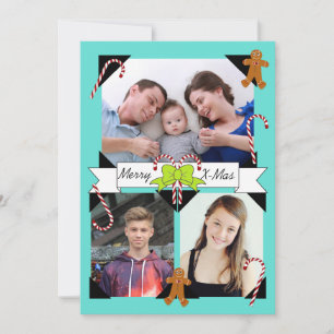 HAMbyWG Candy Cane & Gingerbread Man - Lime Green  Holiday Card
