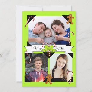 HAMbyWG Candy Cane & Gingerbread Man - Lime Green Holiday Card