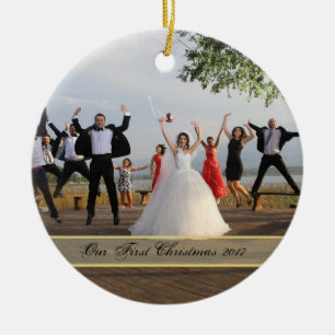 HAMbyWG Couples First Christmas Ceramic Ornament