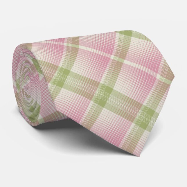HAMbyWG - Cravate - Bone/rose/Pale Green Diag. Rép (Roulé)
