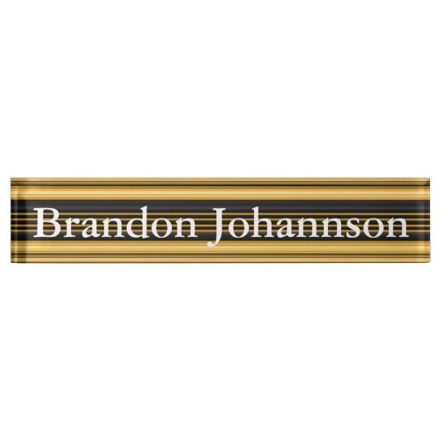 HAMbyWG - Desk Name Plate - Black Gold (Front)
