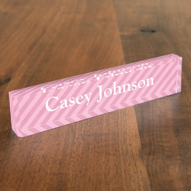 HAMbyWG - Desk Name Plate - Light Pink Stripe (Side)