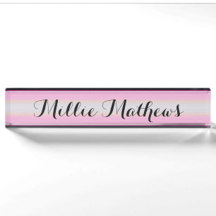HAMbyWG - Desk Name Plate - Pink & Black Gradient