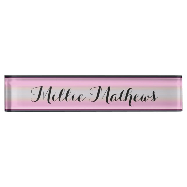 HAMbyWG - Desk Name Plate - Pink & Black Gradient (Front)