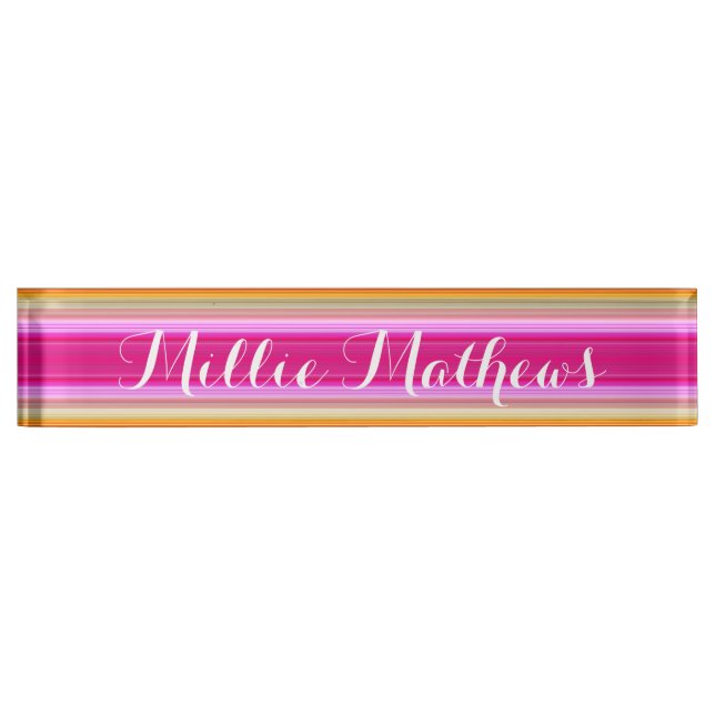 HAMbyWG - Desk Name Plate - Pink & Orange Gradient (Front)