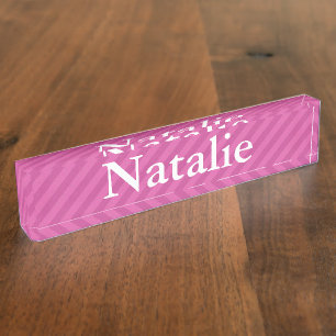 HAMbyWG - Desk Name Plate - Pink Stripe