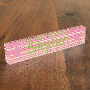 HAMbyWG - Desk Nameplate - Pink Bar Stripes