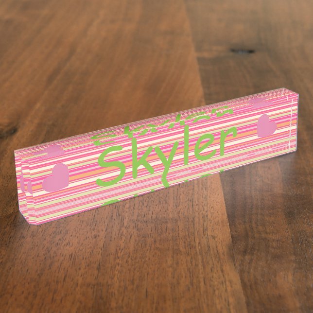 HAMbyWG - Desk Nameplate - Pink Bar Stripes (Side)