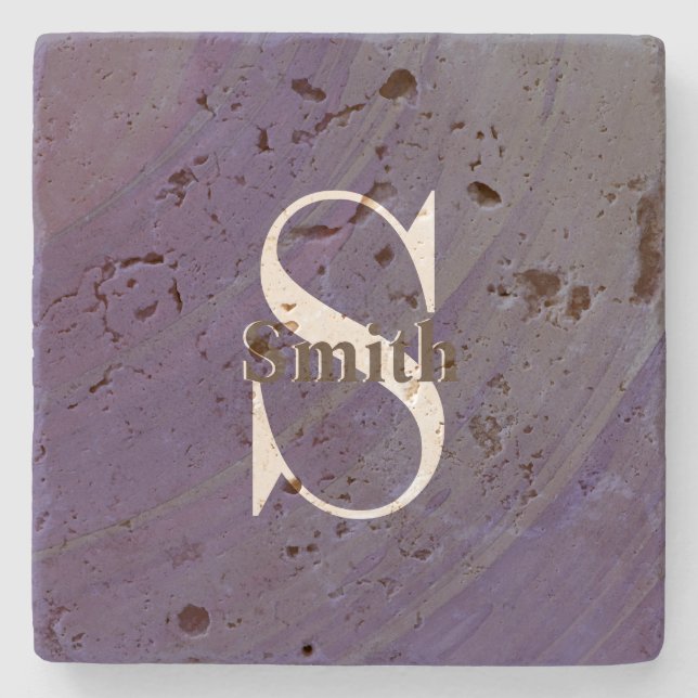 HAMbyWG Distressed Travertine Monogram Stone Coaster (Front)