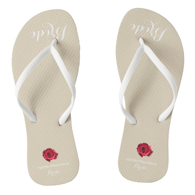 HAMbyWG - Flip-Flop - Bride w/White Lettering/Rose Flip Flops (Footbed)