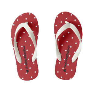 HAMbyWG - Flip-Flops - Red w tiny polka dots Kid's Flip Flops