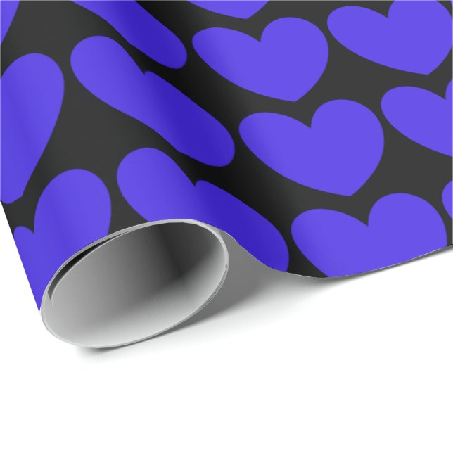 HAMbyWG - Gift Wrap - Electric Blue Heart on Black (Roll Corner)