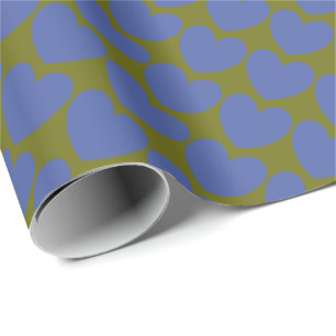 HAMbyWG - Gift Wrap - Olive w Blue Hearts