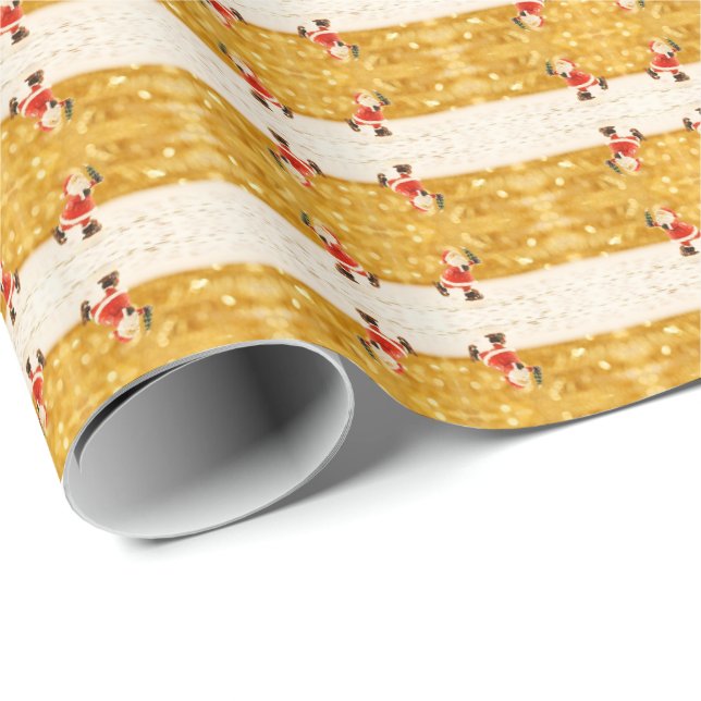 HAMbyWG - Gift Wrap - "Skating Santas" Stripe (Roll Corner)