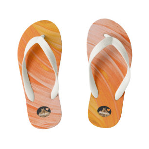 HAMbyWG Girls Flip-Flops - Orangy Swirl Kid's Flip Flops