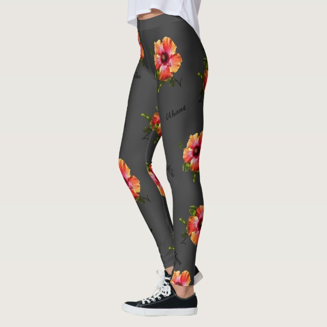 HAMbyWG Hawaiin Theme with Hibiscus Flower Leggings (Left)
