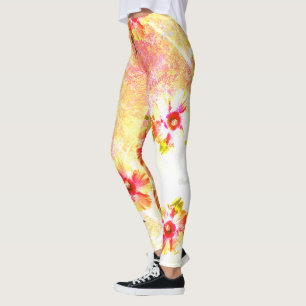 HAMbyWG Hawaiin Theme with Hibiscus Leggings