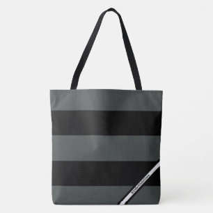 HAMbyWG - LG Tote Bag - Black & Grey Stripe w Logo