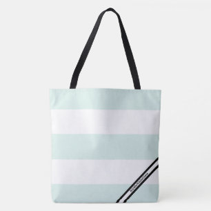 HAMbyWG - LG Tote Bag - Mint & White Stripe w Logo