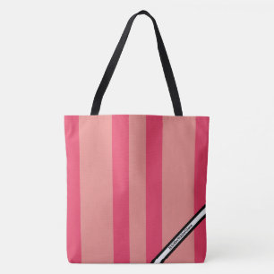 HAMbyWG - LG Tote Bag - Rose Pink Stripe W Logo