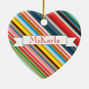 HAMbyWG - Mulit-Colour Heart Candy Cane Ceramic Ornament