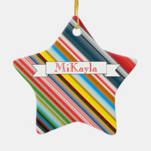 HAMbyWG - Multi - Colour Candy Cane Inspired Ceramic Ornament