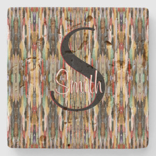 HAMbyWG  Multi Colour Design Monogram Stone Coaster