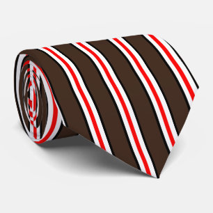 HAMbyWG - Neck Tie Brown w White Red Black Stripe