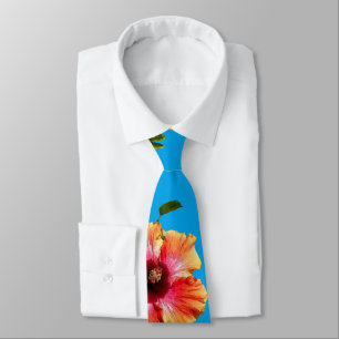 HAMbyWG - Neck Tie - Hibiscus on Blue