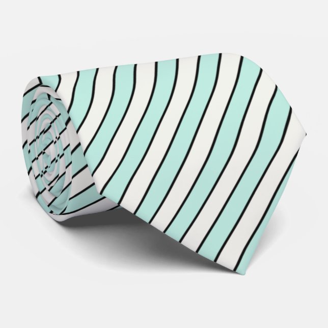 HAMbyWG - Neck Tie - Seafoam Blue White Stripes (Rolled)