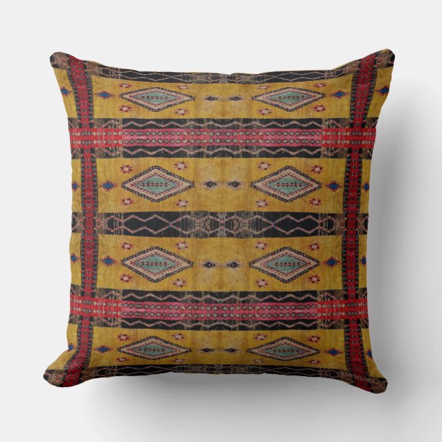 HAMbyWG - Oreiller à lancer - Boho Jaune Rouge Noi (Recto)
