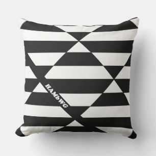 HAMbyWG - Outdoor Pillow 20"Black/White Di Stripe