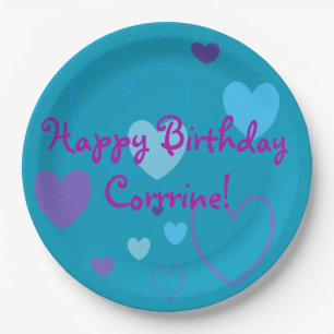 HAMbyWG - Paper Plates 9" - Purple & Blue Hearts