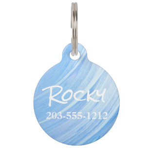 HAMbyWG - Pet Name Tag - Silver Blue Swirl