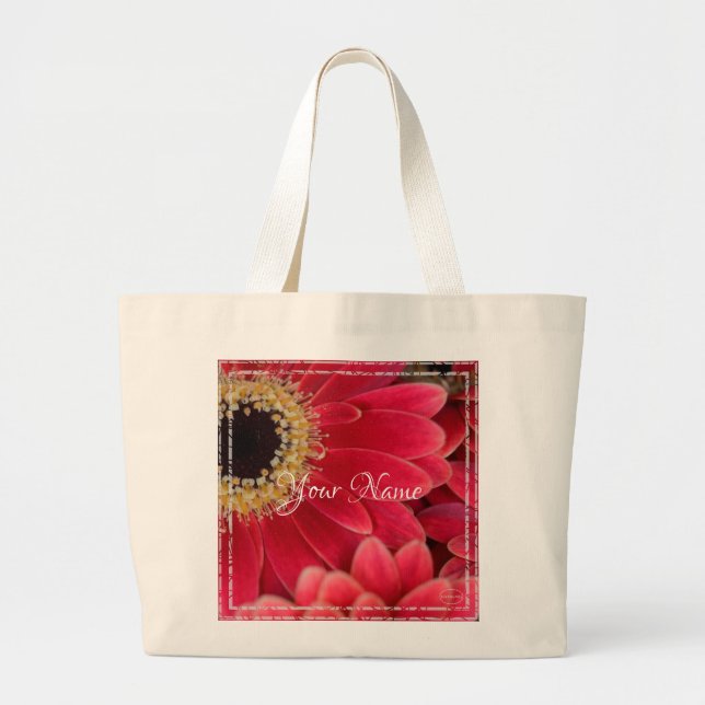 HAMbyWG Pink Gerber Daisy Large Tote Bag (Front)