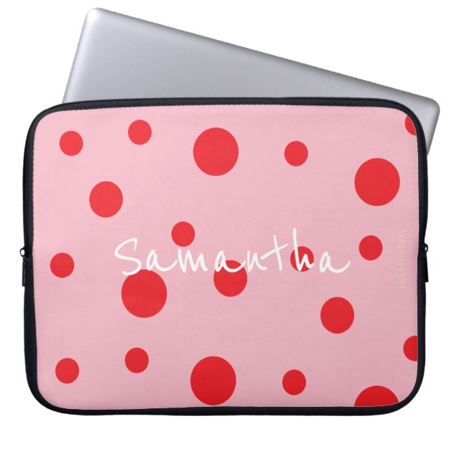 HAMbyWG - Red Polka Dots with Any Background Colou Laptop Sleeve (Front)