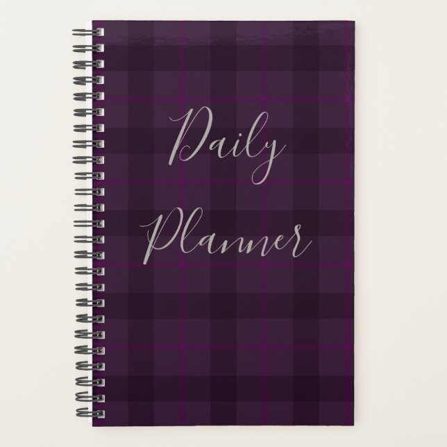 HAMbyWG - Small Daily Planner - Dark Plum  Plaid (Front)