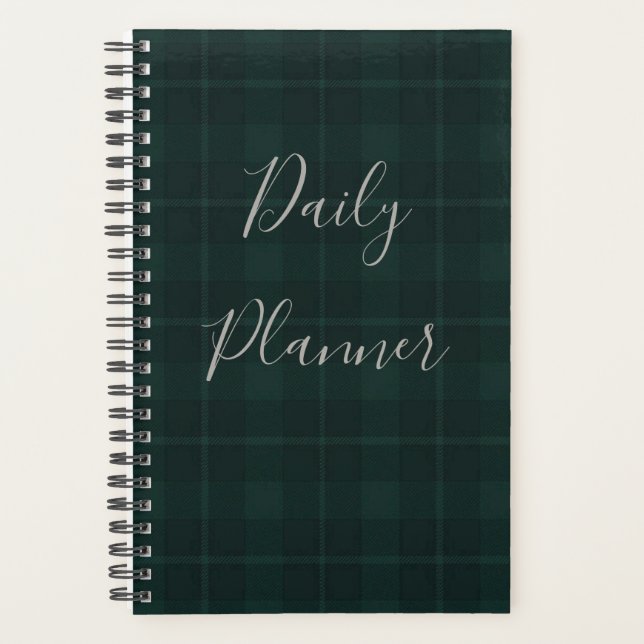 HAMbyWG - Small Daily Planner - Dark Teal Plaid (Front)