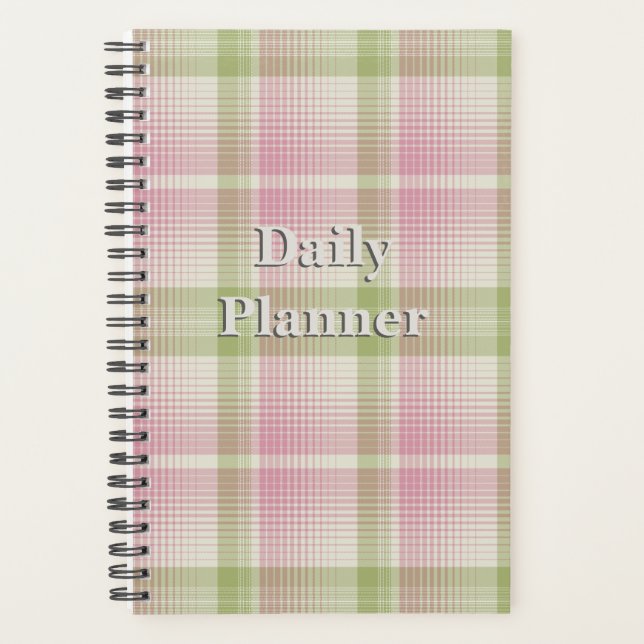 HAMbyWG - Small Daily Planner - Pink/Celery Plaid (Front)