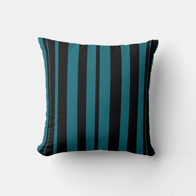 HAMbyWG Teal and Black Stripes Throw Pillow (Front)