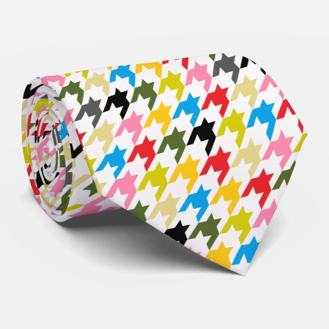 HAMbyWG - Tie - Multi Colour Houndstooth (Rolled)