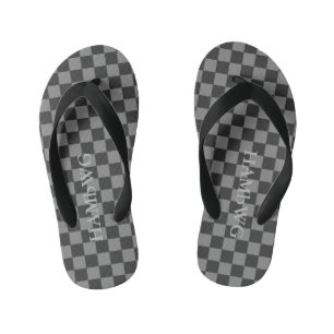 HAMbyWGlove Kid's - Flip-Flops  Black Grey Chequer Kid's Flip Flops