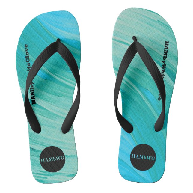 HAMbyWhiteGlove - Mens Flip-Flops - Rich Aqua Flip Flops (Footbed)