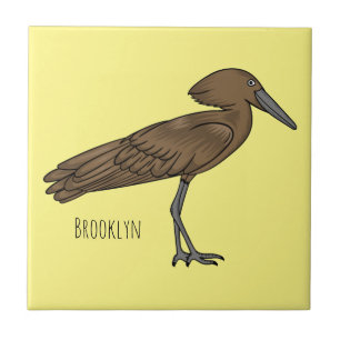 Hamerkop bird cartoon illustration  tile
