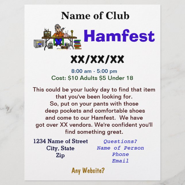 Hamfest Flyer 2-sided with Ham Vendor Customize It (Front)