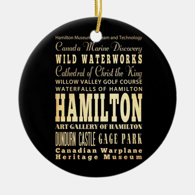 Hamilton City of Ontario Typography Art Ceramic Ornament (Front)