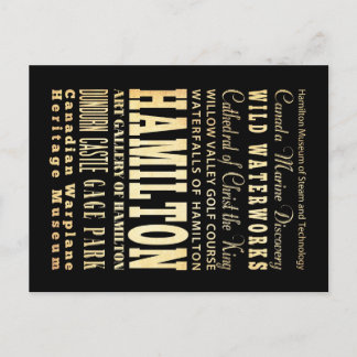 Hamilton City of Ontario Typography Art Postcard