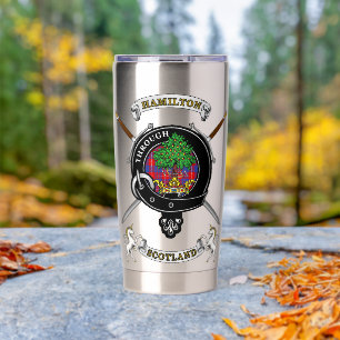 Hamilton Clan Badge Tartan & Swords Insulated Tumbler