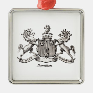 HAMILTON FAMILY CREST METAL ORNAMENT